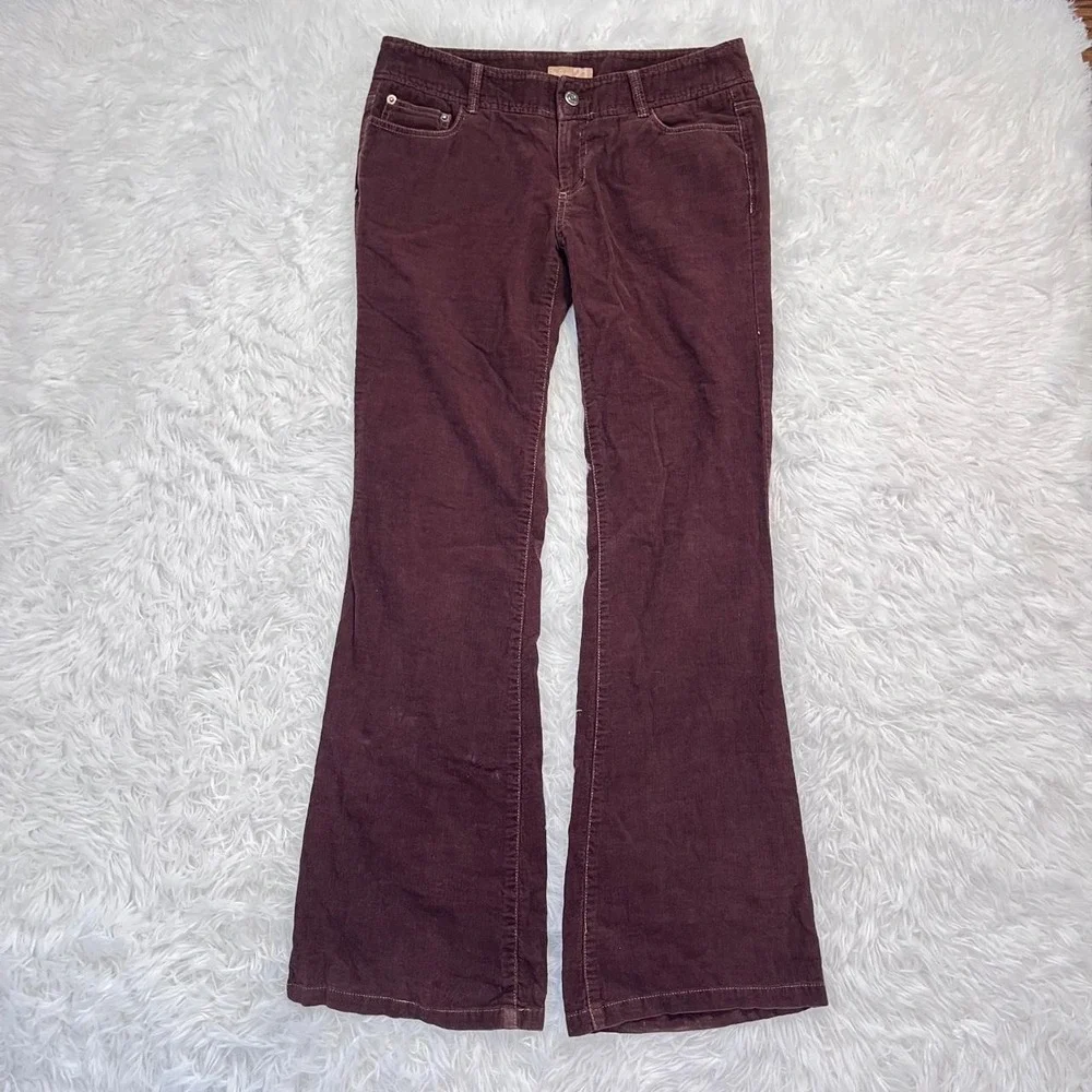 y2k brown corduroy cotton flare bootcut pants size 7
